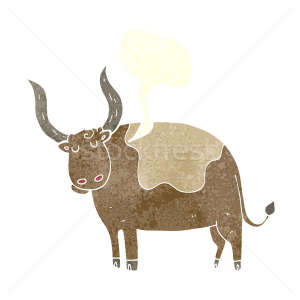 Karikatur ox Sprechblase Hand Design Kuh Stock foto © lineartestpilot