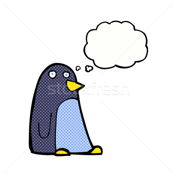 Karikatür penguen düşünce balonu el dizayn sanat Stok fotoğraf © lineartestpilot