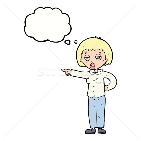 cartoon woman telling off with thought bubble Stock photo © lineartestpilot