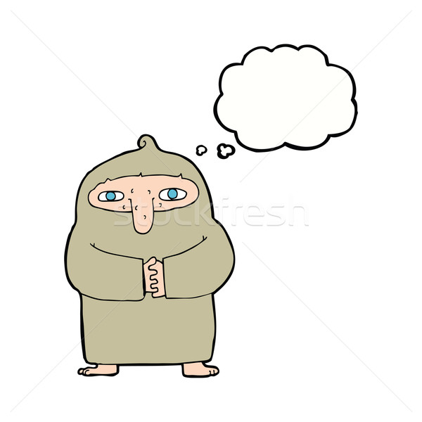 Cartoon monnik gewaad gedachte bel hand ontwerp Stockfoto © lineartestpilot