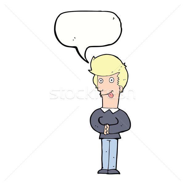 cartoon man sticking out tongue with speech bubble Stock photo © lineartestpilot