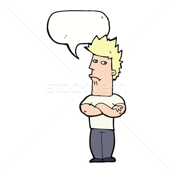 Cartoon человека дуется речи пузырь стороны дизайна Сток-фото © lineartestpilot