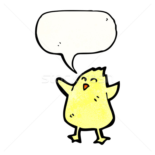 Cartoon Geel chick tekstballon vogel praten Stockfoto © lineartestpilot