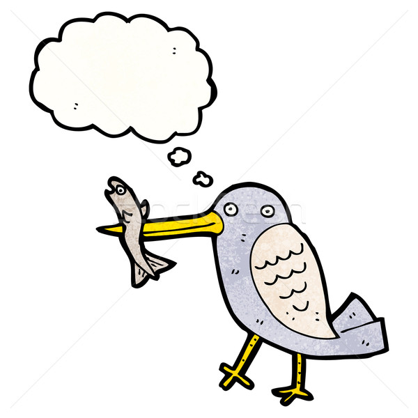 Stockfoto: Cartoon · ijsvogel · vogel · retro · tekening · cute