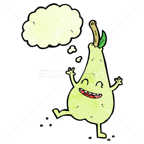 cartoon happy dancing pear with thought bubble Stock photo © lineartestpilot