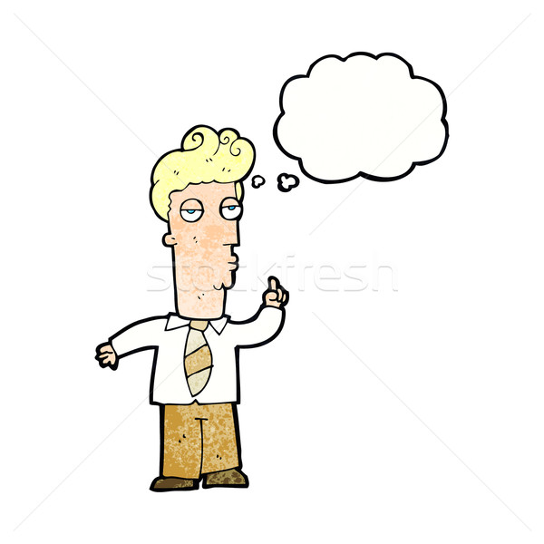 Desenho animado entediado homem pergunta balão de pensamento Foto stock © lineartestpilot