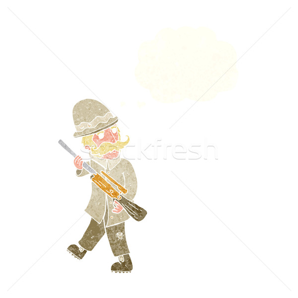 cartoon big game hunter with thought bubble Stock photo © lineartestpilot