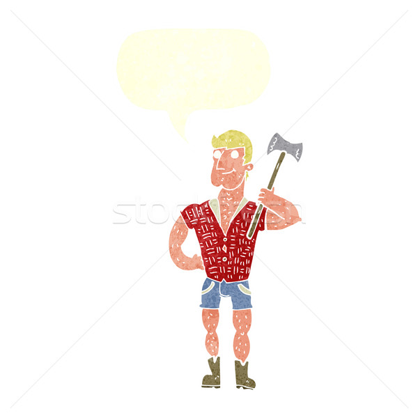 cartoon lumberjack with speech bubble Stock photo © lineartestpilot