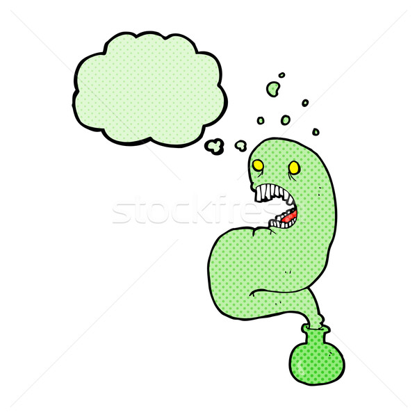 cartoon halloween ghost in bottle with thought bubble Stock photo © lineartestpilot