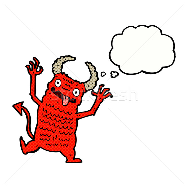 cartoon demon with thought bubble Stock photo © lineartestpilot