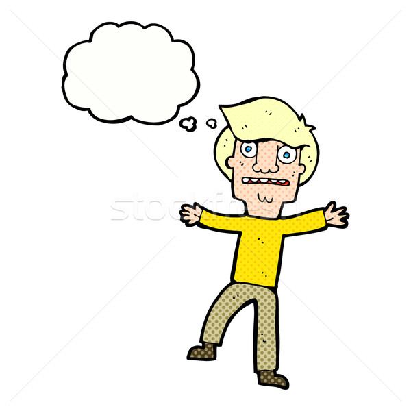 cartoon boy panicking with thought bubble Stock photo © lineartestpilot