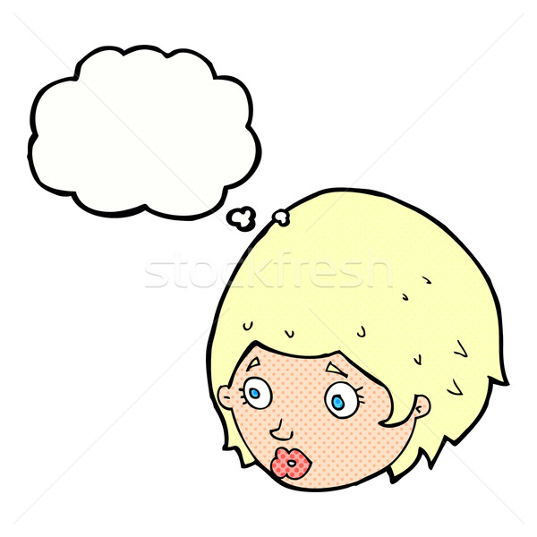 cartoon girl with concerned expression with thought bubble Stock photo © lineartestpilot