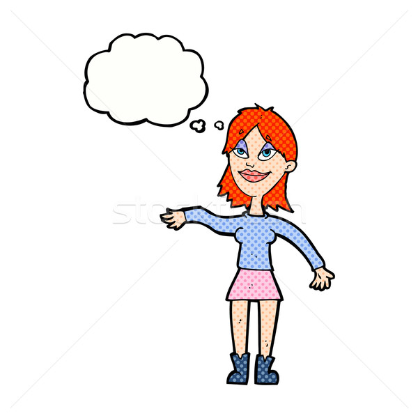 cartoon woman making hand gesture with thought bubble Stock photo © lineartestpilot