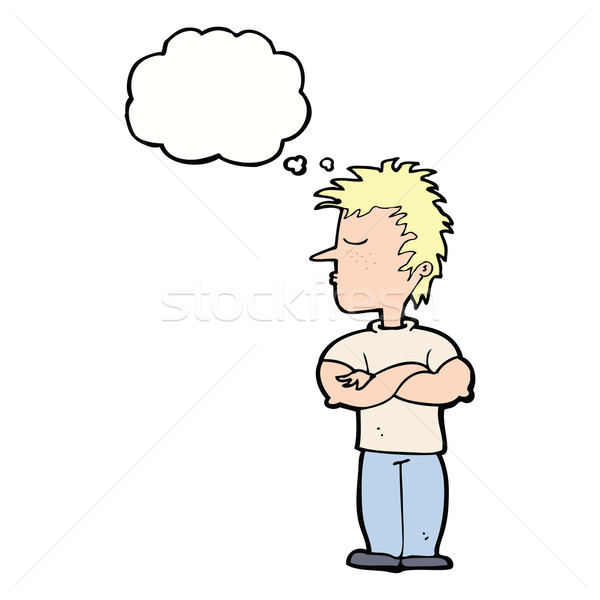 cartoon man refusing to listen with thought bubble Stock photo © lineartestpilot
