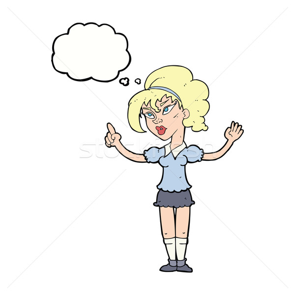 cartoon woman with idea with thought bubble Stock photo © lineartestpilot