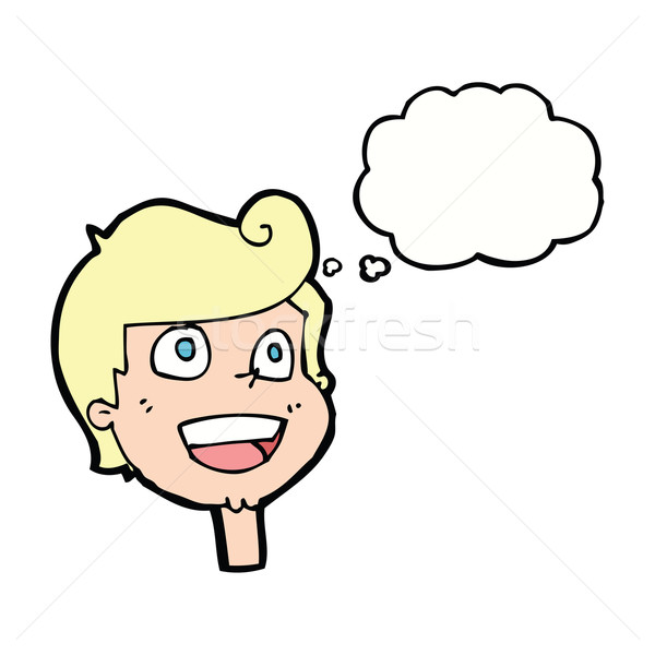 Cartoon счастливое лицо мысли пузырь стороны лице дизайна Сток-фото © lineartestpilot