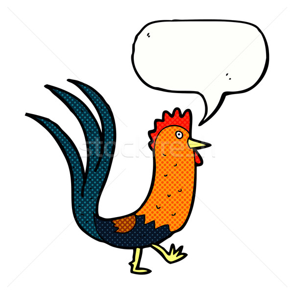 cartoon cockerel with speech bubble Stock photo © lineartestpilot