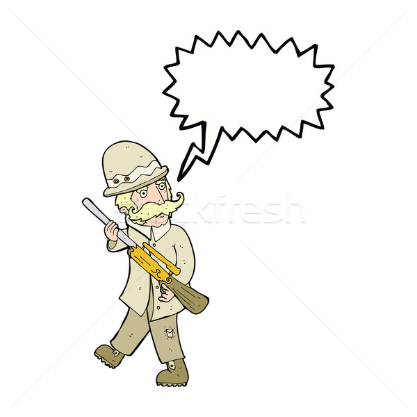 Cartoon grande juego cazador bocadillo mano Foto stock © lineartestpilot