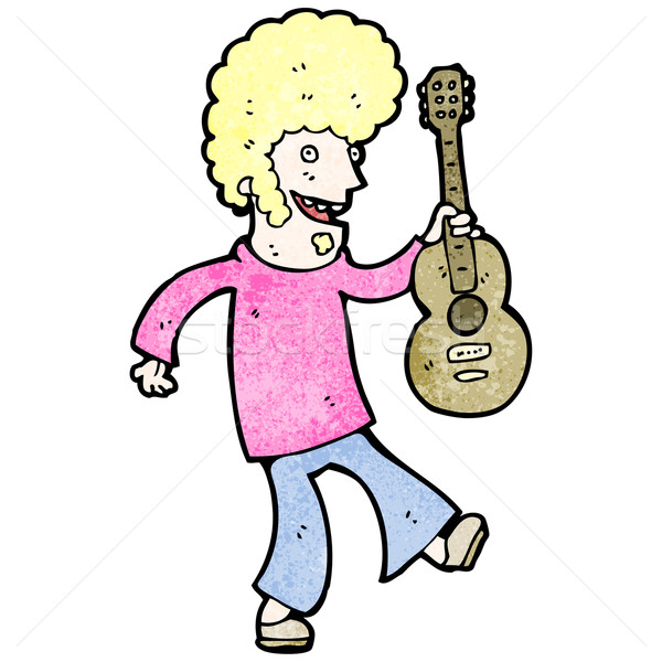 Cartoon hippie gitarzysta muzyki sztuki retro Zdjęcia stock © lineartestpilot