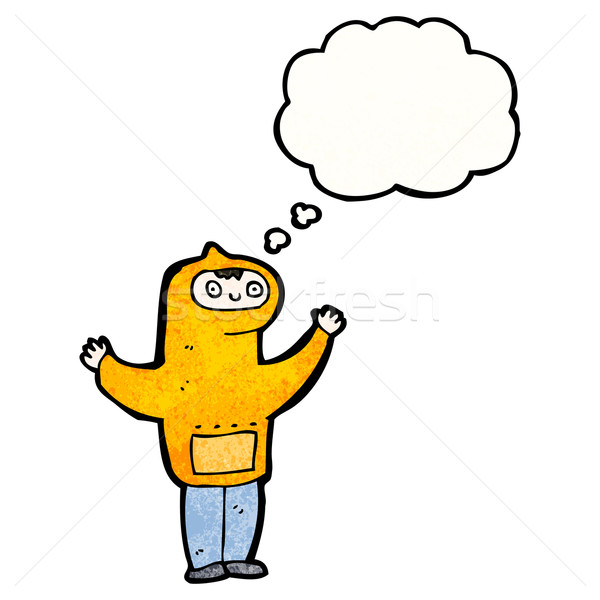 cartoon boy in hooded sweatshirt with thought bubble Stock photo © lineartestpilot