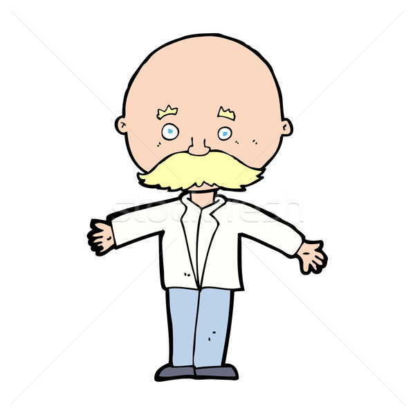 Cartoon łysy człowiek otwarte broni strony Zdjęcia stock © lineartestpilot