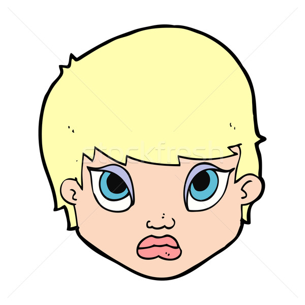 Cartoon дуется женщину стороны лице дизайна Сток-фото © lineartestpilot