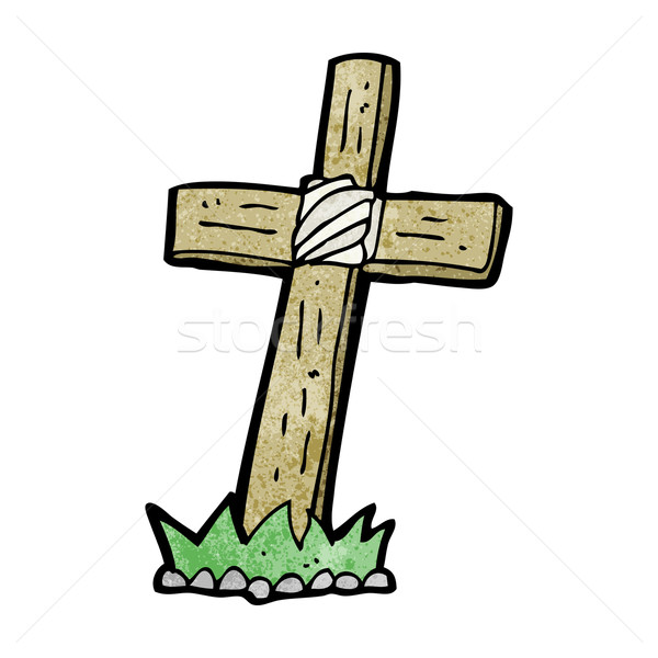 cartoon wooden cross grave Stock photo © lineartestpilot