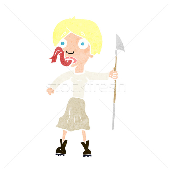 cartoon woman with spear sticking out tongue Stock photo © lineartestpilot