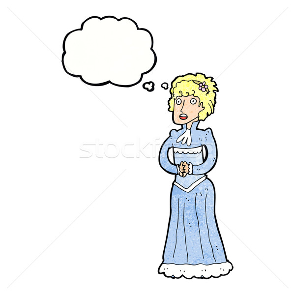 cartoon shocked victorian woman with thought bubble Stock photo © lineartestpilot