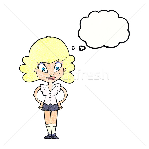 cartoon pretty woman with thought bubble Stock photo © lineartestpilot