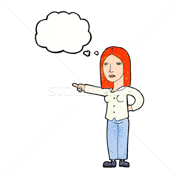 cartoon woman pointing with thought bubble Stock photo © lineartestpilot