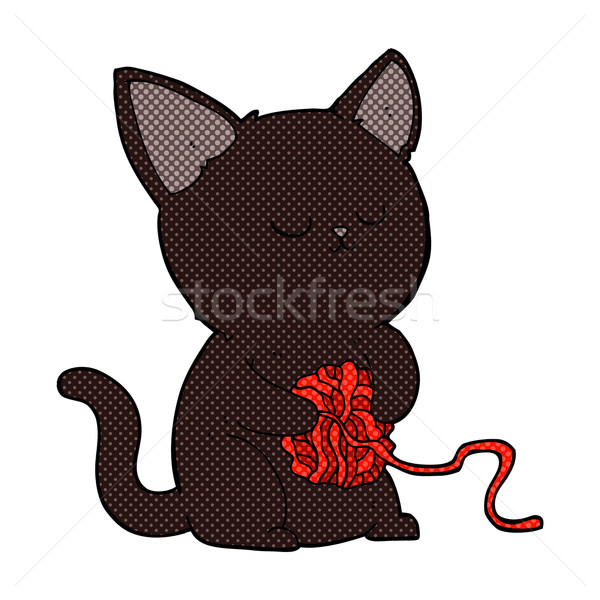 Cômico desenho animado bonitinho gato preto jogar bola Foto stock © lineartestpilot