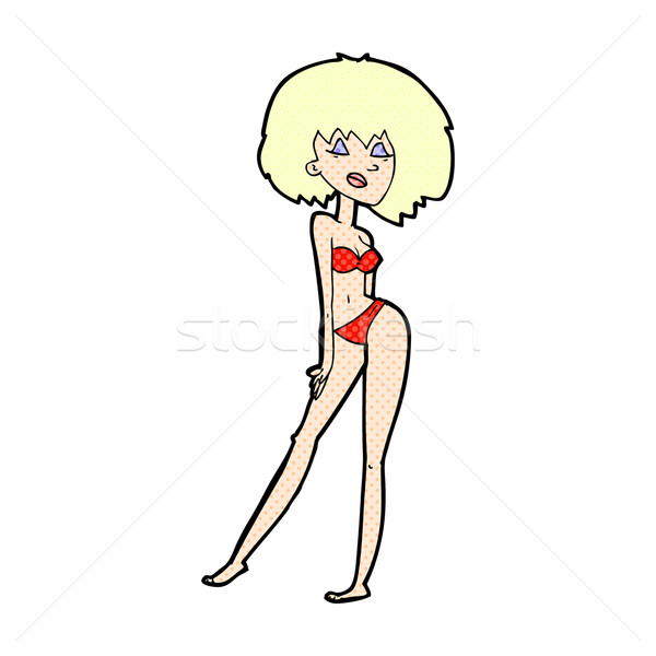 Komik karikatür kadın bikini Retro Stok fotoğraf © lineartestpilot