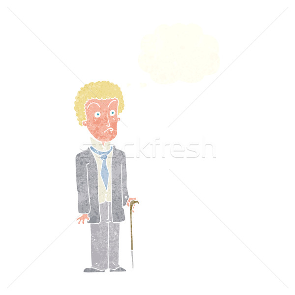 Cartoon malheureux gentleman bulle de pensée main homme Photo stock © lineartestpilot