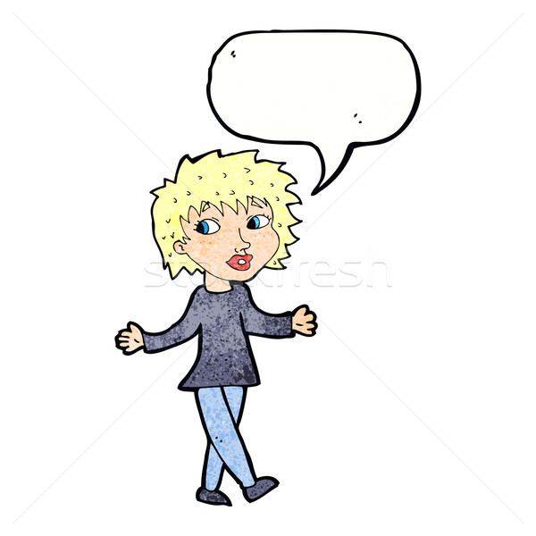 cartoon woman with no worries with speech bubble Stock photo © lineartestpilot