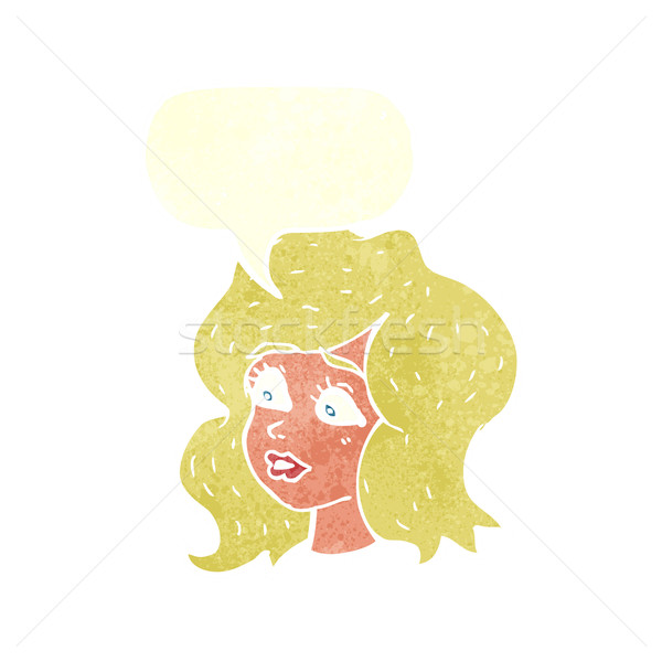 cartoon woman looking concerned with speech bubble Stock photo © lineartestpilot