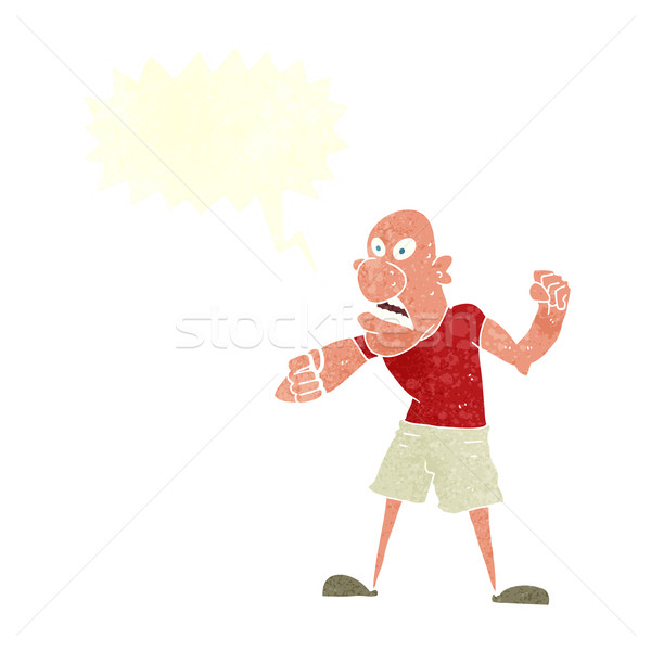 Karikatür şiddetli adam konuşma balonu el dizayn Stok fotoğraf © lineartestpilot