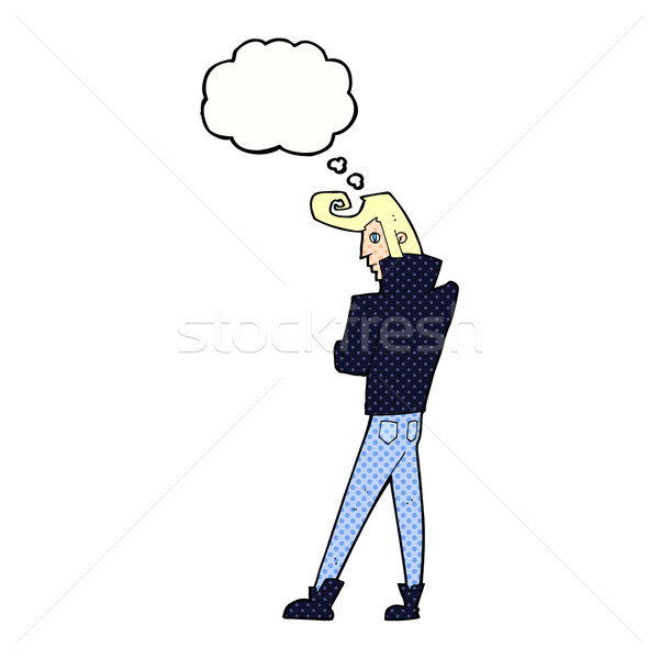 [[stock_photo]]: Cartoon · cool · Guy · bulle · de · pensée · main · homme