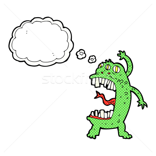 Desen animat nebun monstru bule gandire mână proiect Imagine de stoc © lineartestpilot