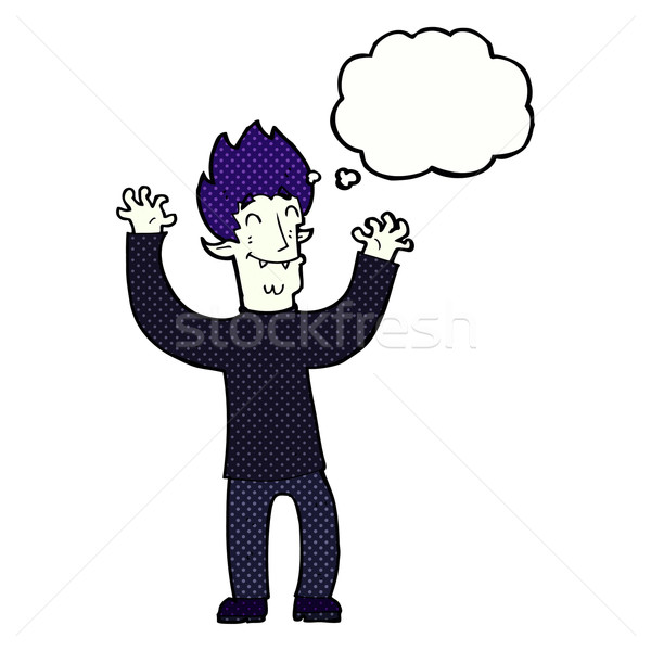 cartoon happy vampire man with thought bubble Stock photo © lineartestpilot