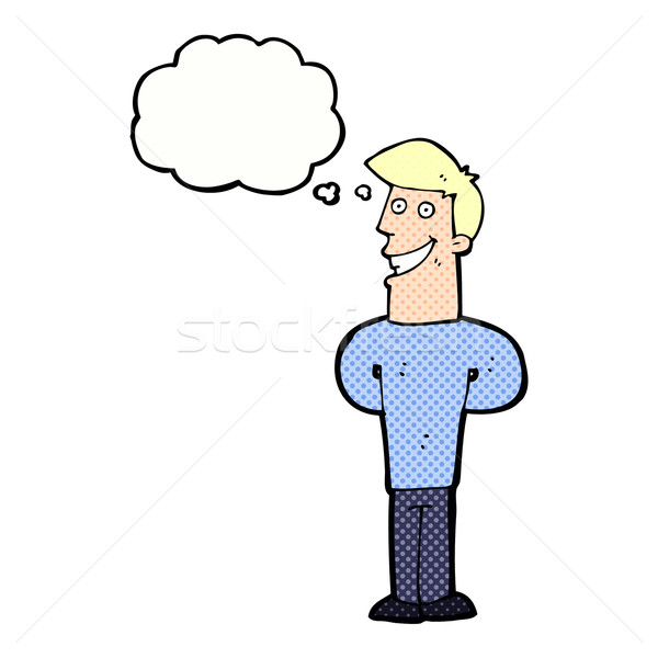 cartoon grinning man with thought bubble Stock photo © lineartestpilot