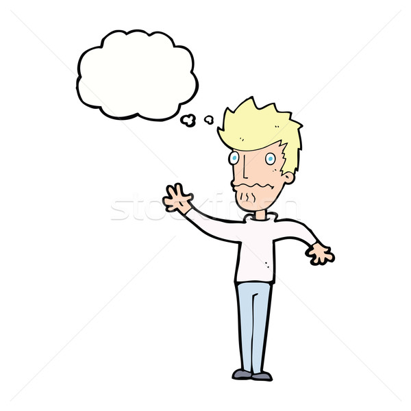 cartoon worried man reaching out with thought bubble Stock photo © lineartestpilot