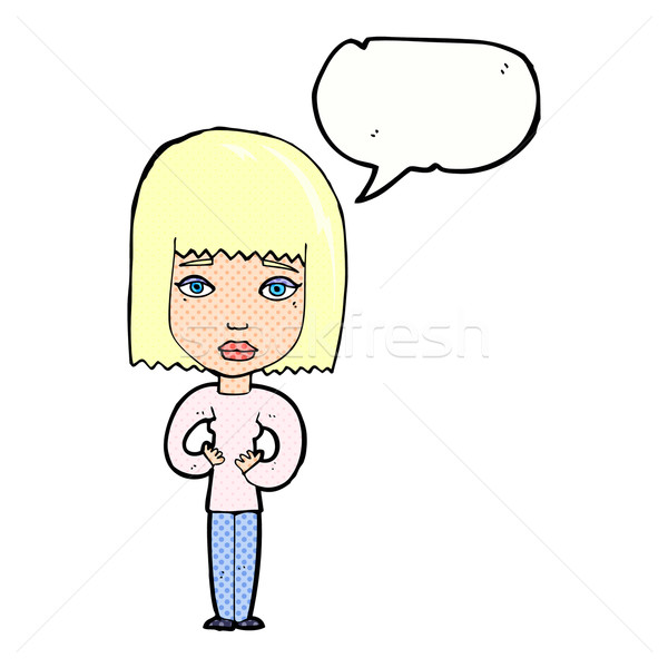 cartoon woman indicating self with speech bubble Stock photo © lineartestpilot