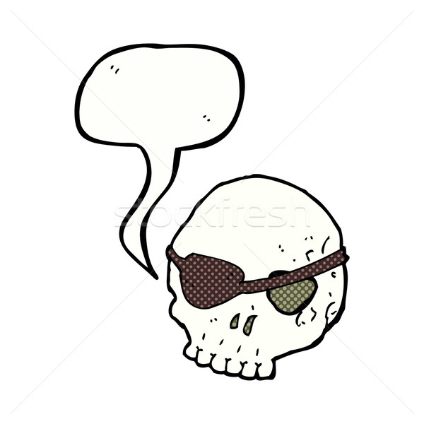 cartoon skull with eye patch with speech bubble Stock photo © lineartestpilot