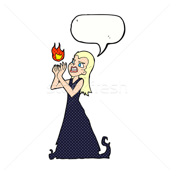 cartoon witch woman casting spell with speech bubble Stock photo © lineartestpilot