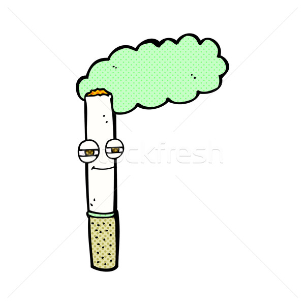 Dessinées cartoon heureux cigarette rétro [[stock_photo]] © lineartestpilot