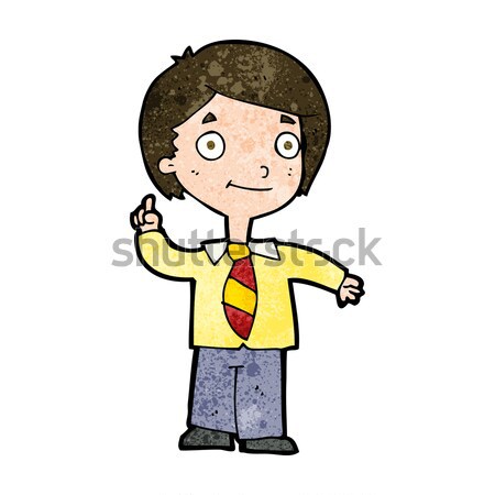comic cartoon school boy answering question Stock photo © lineartestpilot