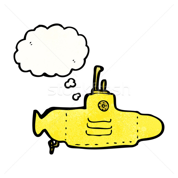 желтый подводная лодка Cartoon говорить ретро мышления Сток-фото © lineartestpilot