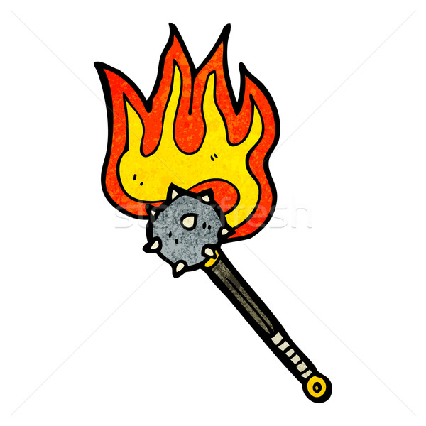 flaming mace weapon cartoon Stock photo © lineartestpilot