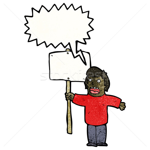 cartoon man with placard Stock photo © lineartestpilot